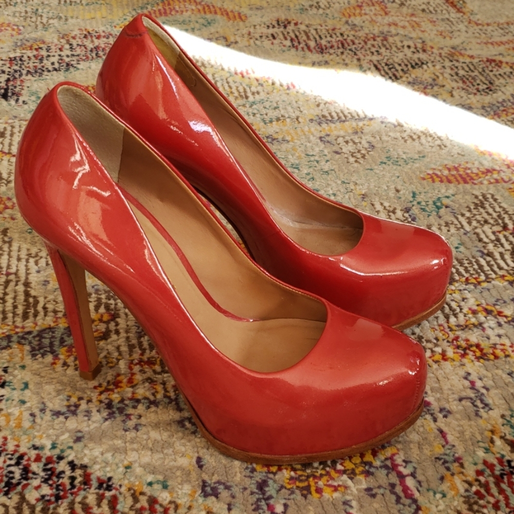 Bright Red Retro Platform Heels